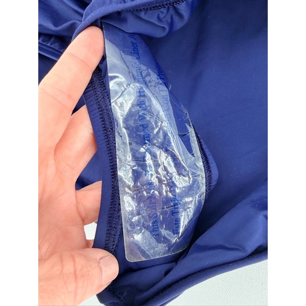 NEW Tommy Bahama Pearl Shirred Bandeau One Piece Navy Swim Sz 10 - Picture 4 of 11